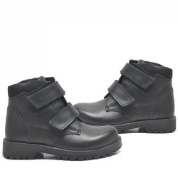 Rakerplus Sentor Hakiki Deri Siyah Kürklü Cırtlı Çocuk Bot