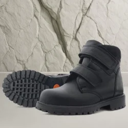 Rakerplus Sentor Hakiki Deri Yünlü Siyah Cırtlı Çocuk Bot