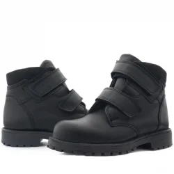 Rakerplus Sentor Hakiki Deri Yünlü Siyah Cırtlı Çocuk Bot