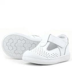 Rakerplus Shaun Hakiki Deri Beyaz Cilt Cırtlı Anatomik Bebek Sandalet