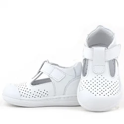 Rakerplus Shaun Hakiki Deri Beyaz Cilt Cırtlı Anatomik Bebek Sandalet