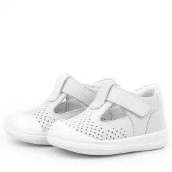 Rakerplus Shaun Hakiki Deri Beyaz Cırtlı Anatomik Bebek Sandalet