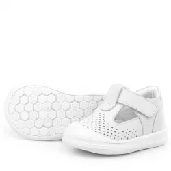 Rakerplus Shaun Hakiki Deri Beyaz Cırtlı Anatomik Bebek Sandalet