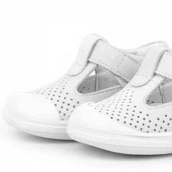 Rakerplus Shaun Hakiki Deri Beyaz Cırtlı Anatomik Bebek Sandalet