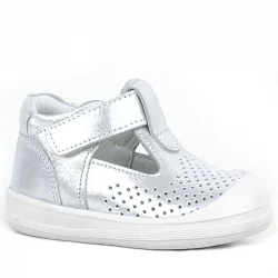 Rakerplus Shaun Hakiki Deri Beyaz Simli Cırtlı Anatomik Bebek Sandalet Ayakkabı