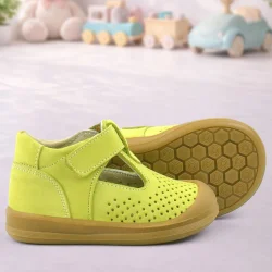 Rakerplus Shaun Hakiki Deri Fıstık Yeşili Cırtlı Anatomik Bebek Sandalet