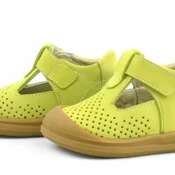 Rakerplus Shaun Hakiki Deri Fıstık Yeşili Cırtlı Anatomik Bebek Sandalet