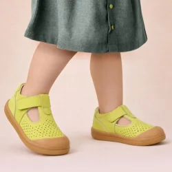 Rakerplus Shaun Hakiki Deri Fıstık Yeşili Cırtlı Anatomik Bebek Sandalet