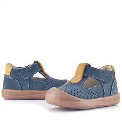 Rakerplus Shaun Hakiki Deri Gri Taba Cırtlı Anatomik Bebek Sandalet