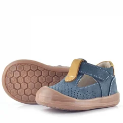 Rakerplus Shaun Hakiki Deri Gri Taba Cırtlı Anatomik Bebek Sandalet