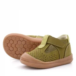 Rakerplus Shaun Hakiki Deri Haki Yeşil Cırtlı Anatomik Bebek Sandalet