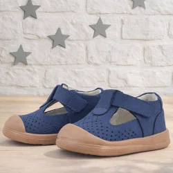 Rakerplus Shaun Hakiki Deri Koyu Lacivert Cırtlı Anatomik Bebek Sandalet