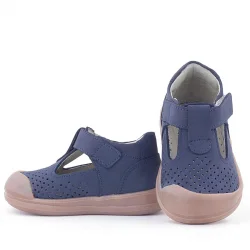 Rakerplus Shaun Hakiki Deri Koyu Lacivert Cırtlı Anatomik Bebek Sandalet