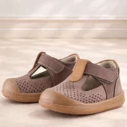 Rakerplus Shaun Hakiki Deri Kum Taba Cırtlı Anatomik Bebek Sandalet