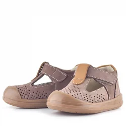 Rakerplus Shaun Hakiki Deri Kum Taba Cırtlı Anatomik Bebek Sandalet