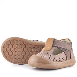 Rakerplus Shaun Hakiki Deri Kum Taba Cırtlı Anatomik Bebek Sandalet