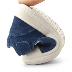 Rakerplus Shaun Hakiki Deri Lacivert Beyaz Cırtlı Anatomik Bebek Sandalet