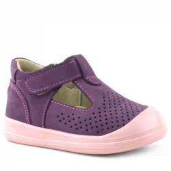 Rakerplus Shaun Hakiki Deri Mor Cırtlı Anatomik Bebek Sandalet