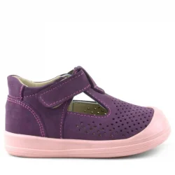 Rakerplus Shaun Hakiki Deri Mor Cırtlı Anatomik Bebek Sandalet