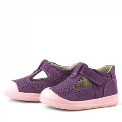 Rakerplus Shaun Hakiki Deri Mor Cırtlı Anatomik Bebek Sandalet