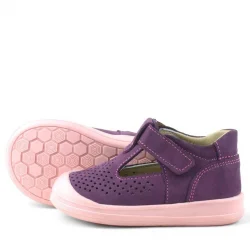 Rakerplus Shaun Hakiki Deri Mor Cırtlı Anatomik Bebek Sandalet