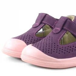 Rakerplus Shaun Hakiki Deri Mor Cırtlı Anatomik Bebek Sandalet