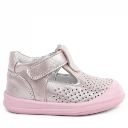 Rakerplus Shaun Hakiki Deri Pembe Simli Cırtlı Anatomik Bebek Sandalet Ayakkabı