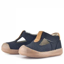 Rakerplus Shaun Hakiki Deri Siyah Taba Cırtlı Anatomik Bebek Sandalet