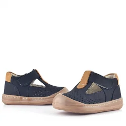 Rakerplus Shaun Hakiki Deri Siyah Taba Cırtlı Anatomik Bebek Sandalet