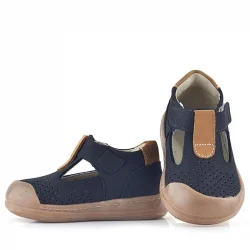 Rakerplus Shaun Hakiki Deri Siyah Taba Cırtlı Anatomik Bebek Sandalet