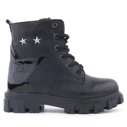 Rakerplus Siyah Bağcıklı Fermuarlı Metal Detaylı Kız Çocuk Bot