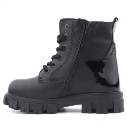 Rakerplus Siyah Bağcıklı Fermuarlı Metal Detaylı Kız Çocuk Bot