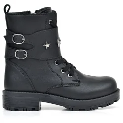 Rakerplus Siyah Bağcıklı Fermuarlı Yıldız Detaylı Kız Çocuk Bot