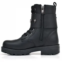 Rakerplus Siyah Bağcıklı Fermuarlı Yıldız Detaylı Kız Çocuk Bot