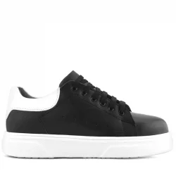 Rakerplus Siyah Cilt Bağcıklı Hafif Beyaz Tabanlı Çocuk Spor Ayakkabı