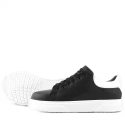 Rakerplus Siyah Cilt Bağcıklı Hafif Beyaz Tabanlı Çocuk Spor Ayakkabı