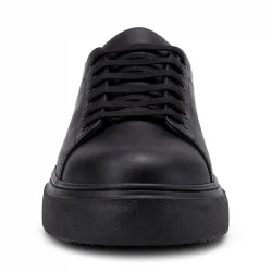 Rakerplus Siyah Cilt Bağcıklı Hafif Siyah Tabanlı Çocuk Spor Ayakkabı