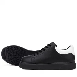 Rakerplus Siyah Cilt Bağcıklı Hafif Siyah Tabanlı Çocuk Spor Ayakkabı