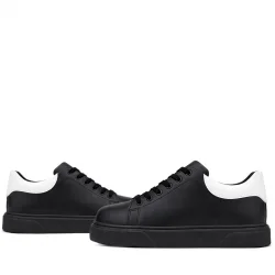 Rakerplus Siyah Cilt Bağcıklı Hafif Siyah Tabanlı Çocuk Spor Ayakkabı