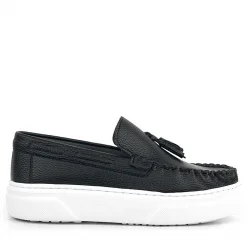 Rakerplus Siyah Cilt Erkek Çocuk Makosen Ayakkabı