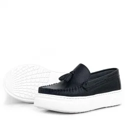 Rakerplus Siyah Cilt Erkek Çocuk Makosen Ayakkabı