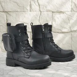 Rakerplus Siyah Fermuarlı Bağcıklı Cüzdanlı Kız Çocuk Bot