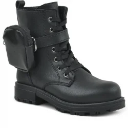 Rakerplus Siyah Fermuarlı Bağcıklı Cüzdanlı Kız Çocuk Bot