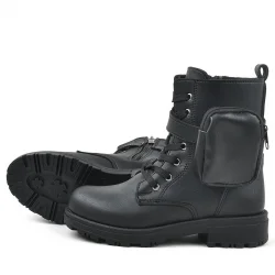 Rakerplus Siyah Fermuarlı Bağcıklı Cüzdanlı Kız Çocuk Bot