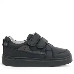 Rakerplus Siyah Hakiki Deri Cırtlı Erkek Çocuk Sneaker Ayakkabı