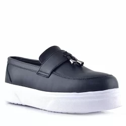 Rakerplus Siyah Mat Beyaz Taban Loafer Klasik Çocuk Ayakkabısı