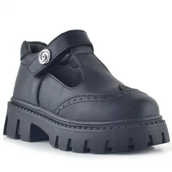 Rakerplus Siyah Mat Cırt Cırtlı Metal Detaylı Kız Çocuk Günlük Ayakkabı