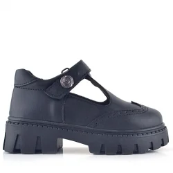 Rakerplus Siyah Mat Cırt Cırtlı Metal Detaylı Kız Çocuk Günlük Ayakkabı