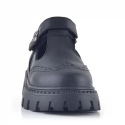 Rakerplus Siyah Mat Cırt Cırtlı Metal Detaylı Kız Çocuk Günlük Ayakkabı