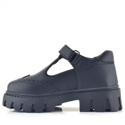 Rakerplus Siyah Mat Cırt Cırtlı Metal Detaylı Kız Çocuk Günlük Ayakkabı